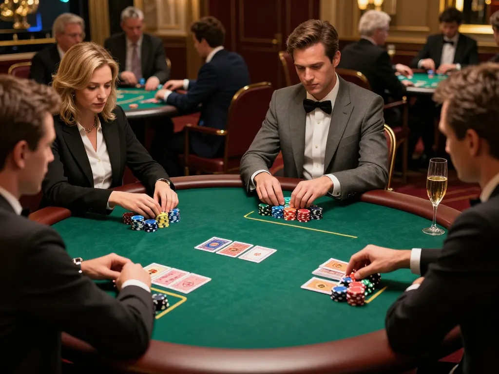 1243B players strategizing in luxury poker setting, showcasing intense gameplay and elegant decor.