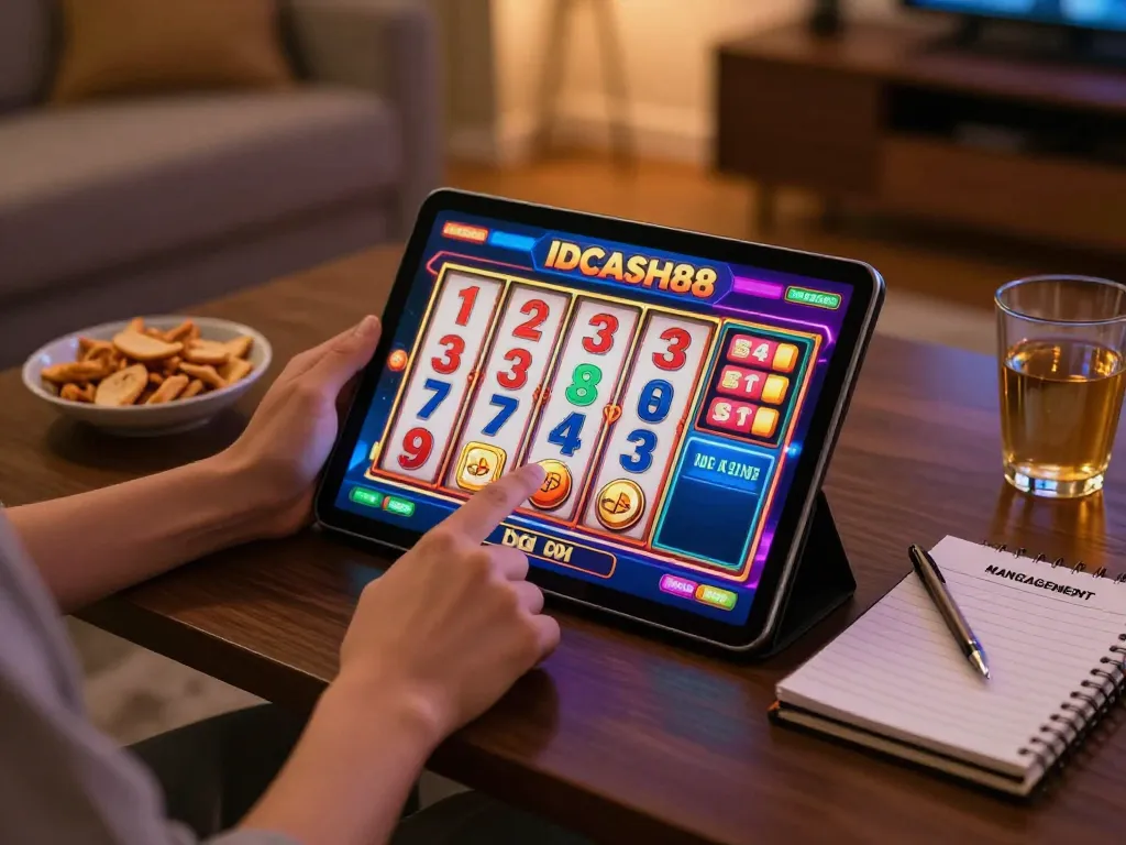 Experience thrilling gameplay on IDCASH88 slot games from the comfort of home, showcasing dynamic interactions and a cozy atmosphere.