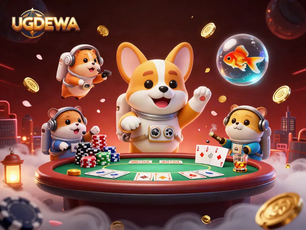 Engage with the thrilling UGDEWA casino experience in a vibrant, imaginative 3D scene.