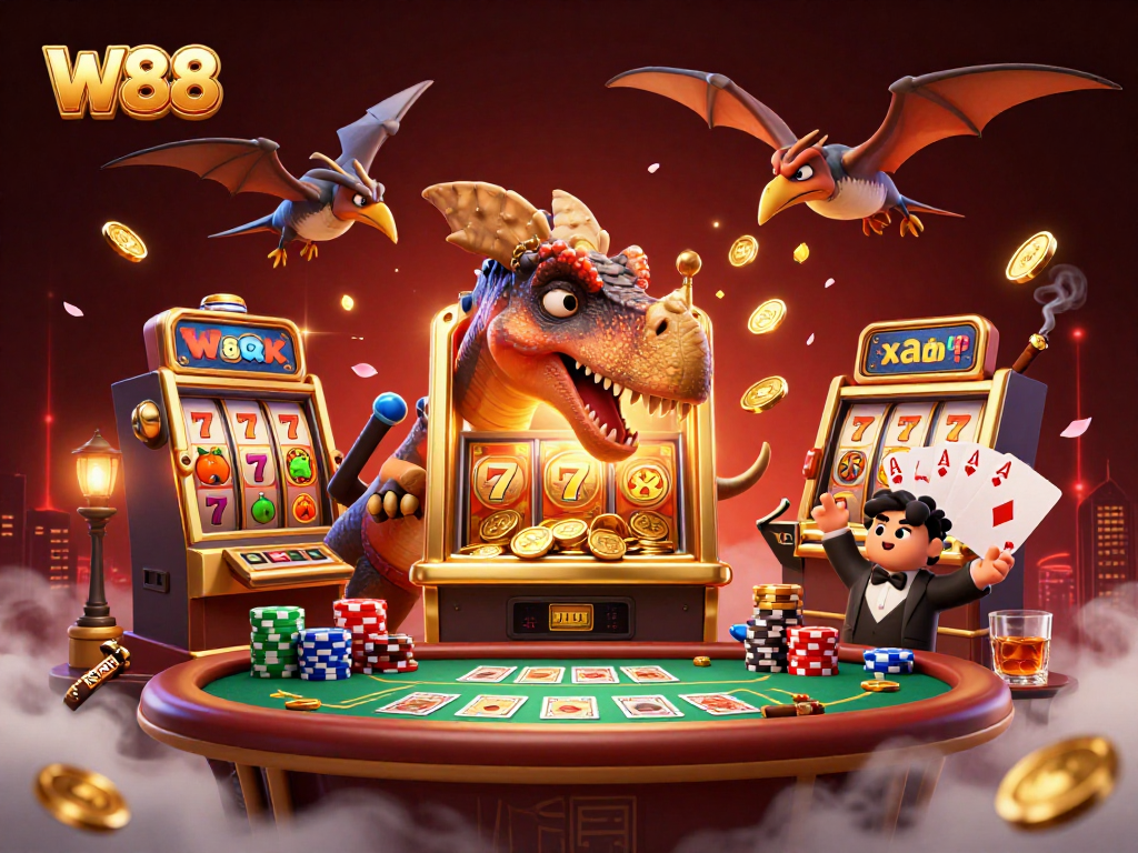 Experience W88's engaging casino scene with dynamic interactions and high-stakes action.