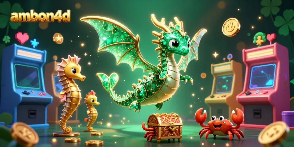 Experience the thrill of ambon4d gaming with a vibrant sea dragon and treasure-filled scene.