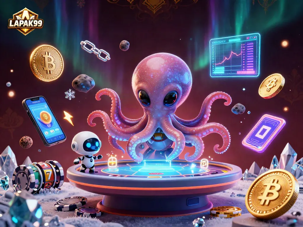 Engage with LAPAK99's thrilling slots experience and exciting games in this vibrant casino illustration.