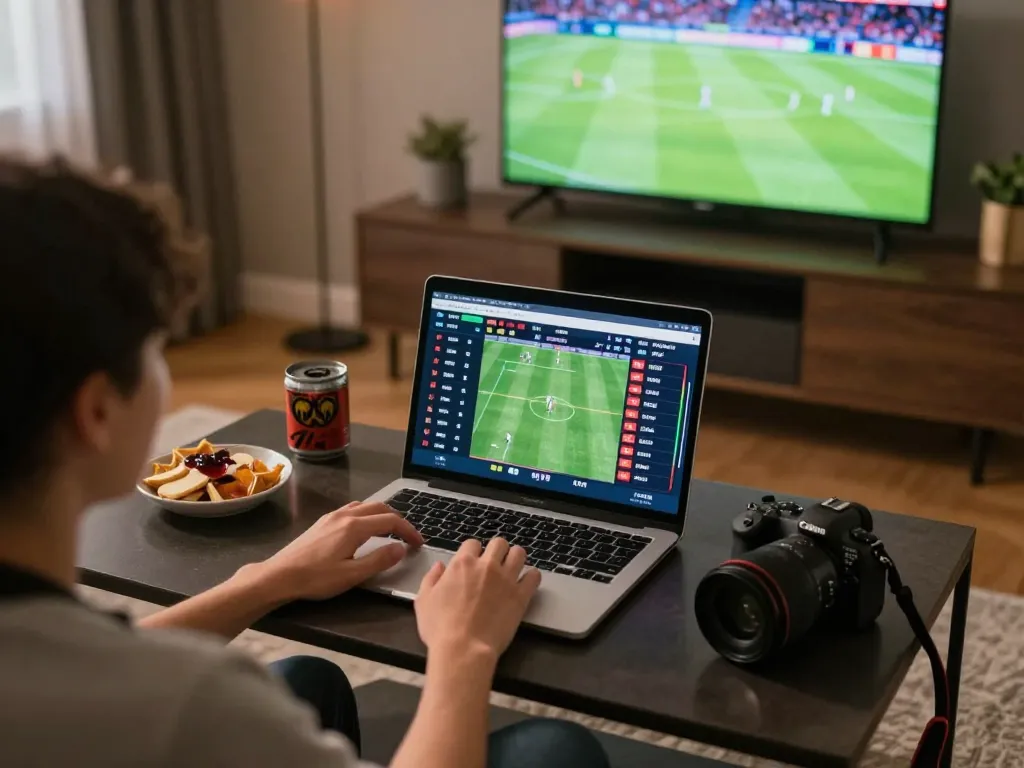VUASANCO sports betting scene with live odds displayed on laptop, enhancing betting excitement.