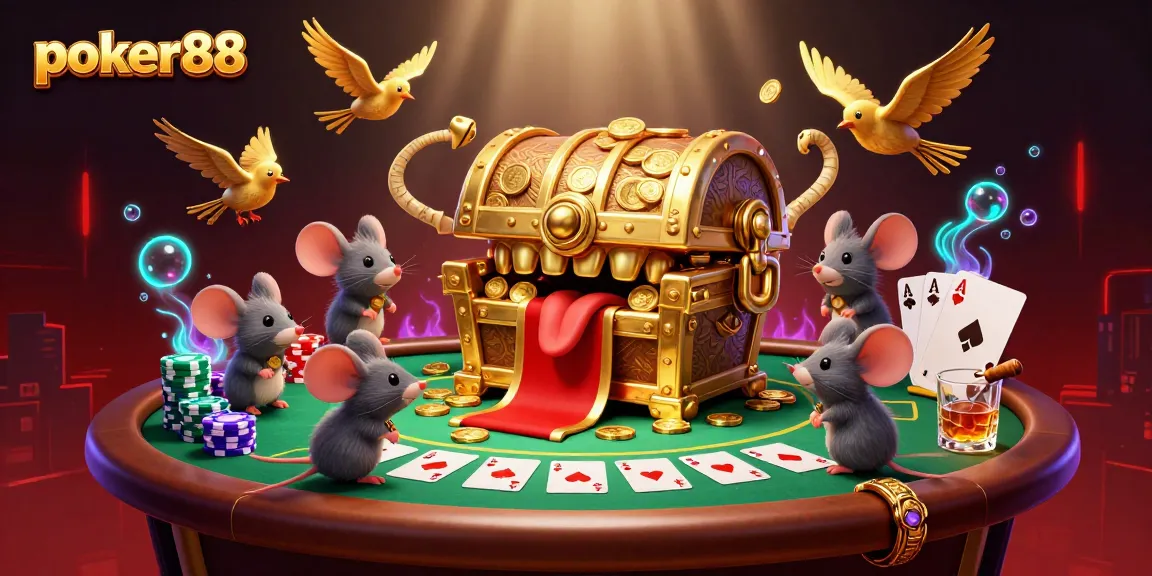 Gambarkan poker88 dengan aksi menarik, tumpukan chip poker berwarna-warni dan suasana bermain yang menggoda.