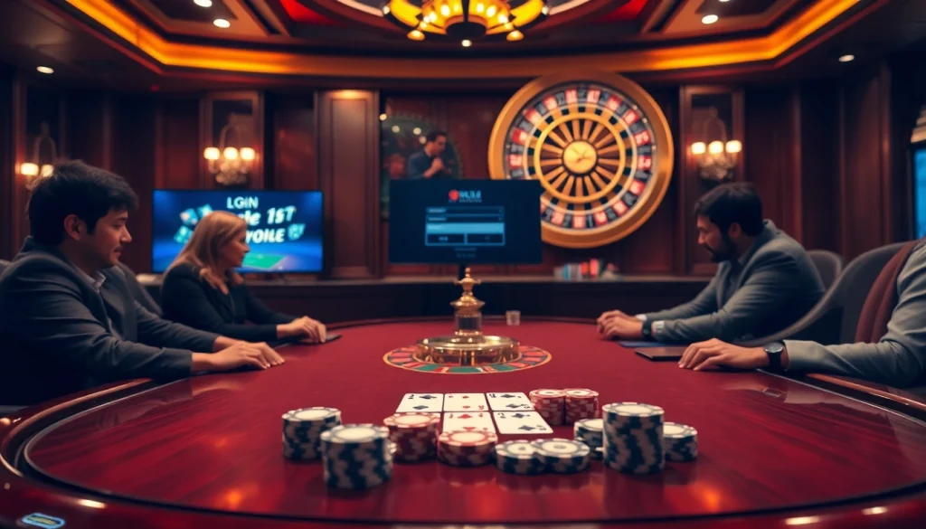 Experience idn poker apk login excitement at a luxurious poker table with chips and cards.