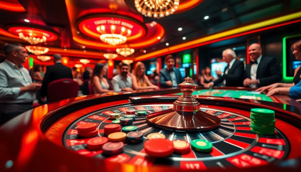 Permainan gta togel di meja roulette dengan chip berwarna-warni dan suasana ceria.