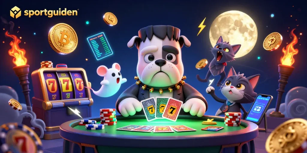 Sportguiden: Edit ceria di kasino dengan Frankenstein bulldog dan elemen slot Jackpot.