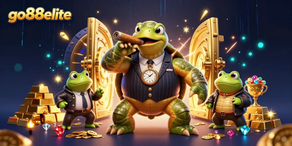 Experience thrilling gameplay with go88elite amid a vibrant casino scene filled with treasures and excitement.