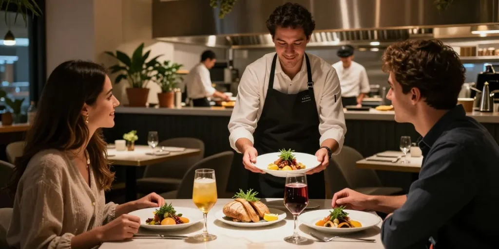 Savor delicious meals at Sydney303 Slot restaurant during a cozy evening.